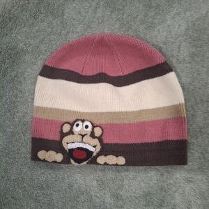 Striped Monkey Knit Beanie